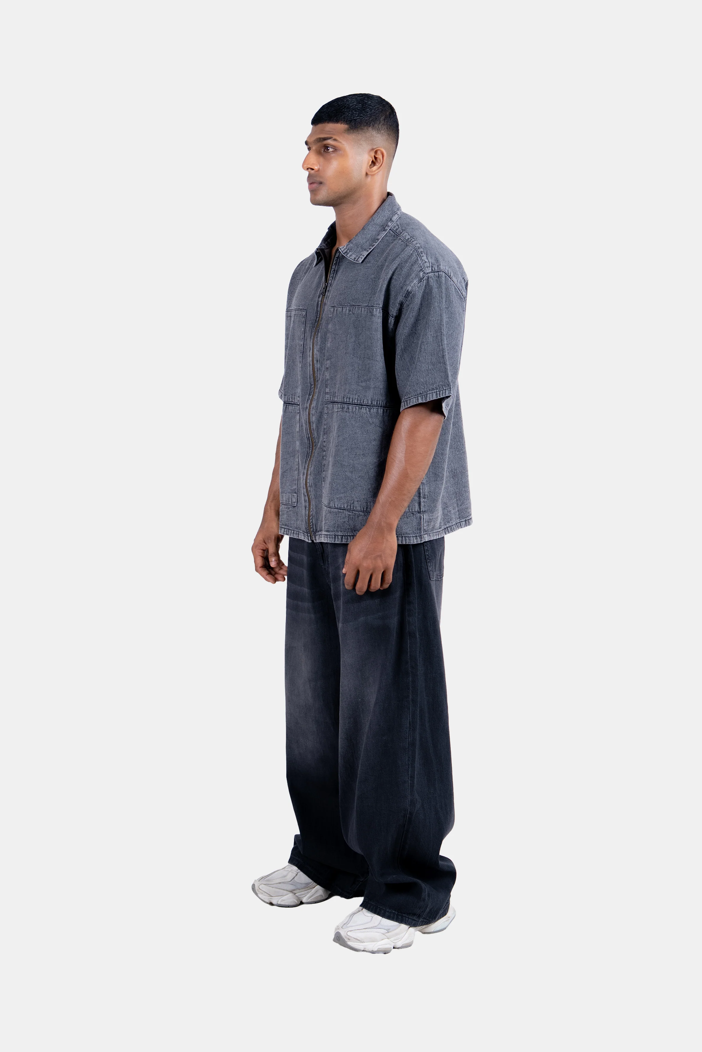 Hustle Men's Denim Shirt - Everyday Casual - Image 3