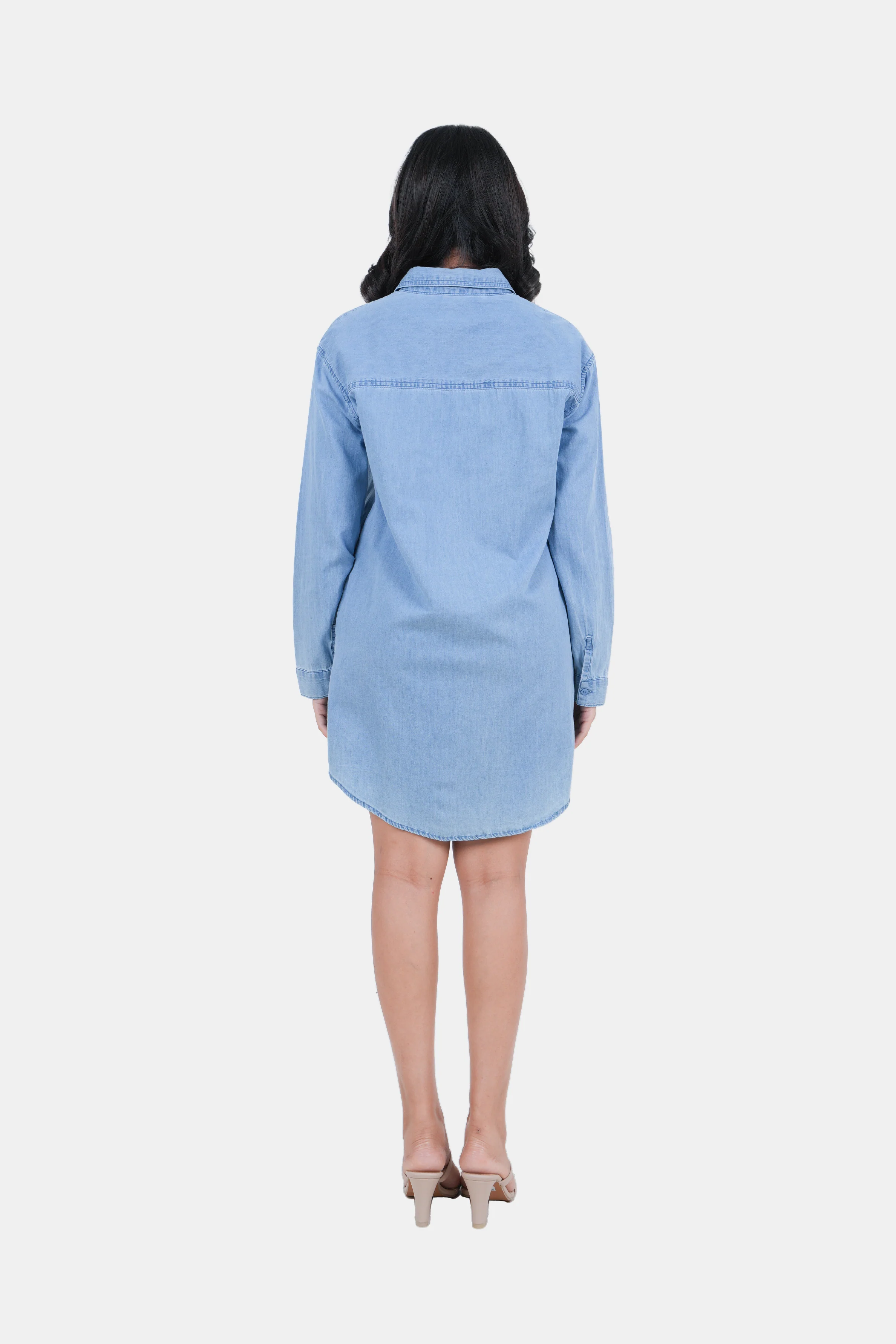 Modano Women's Denim Shirt Dress - Casual Wear - Image 7