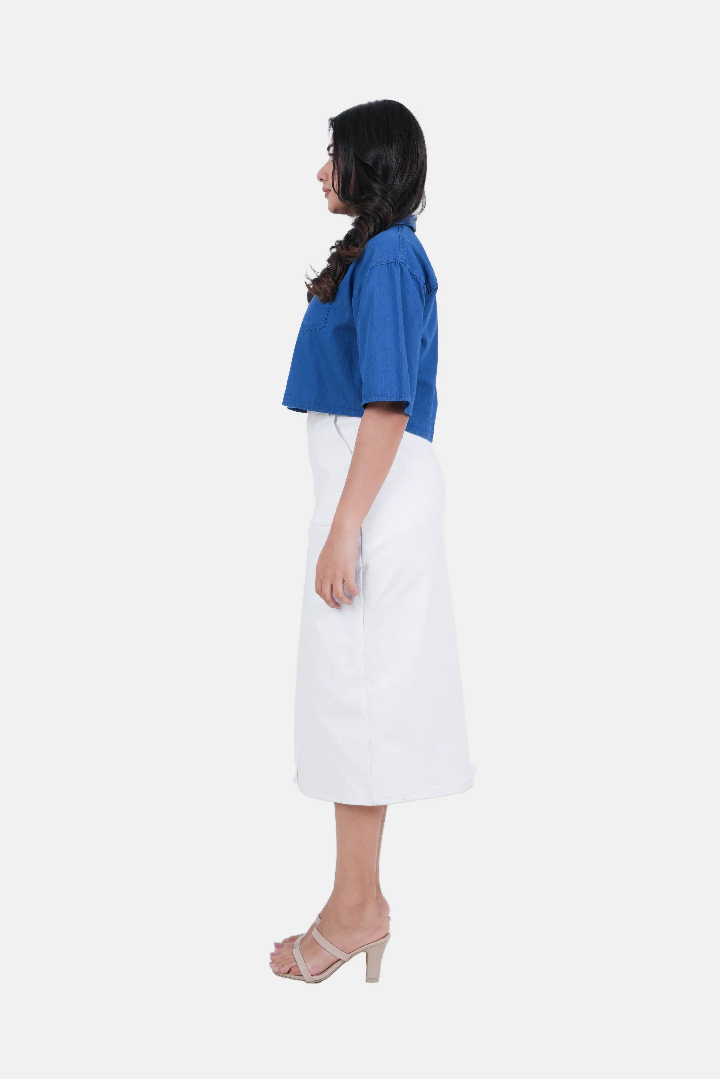 Modano Women's Denim Crop Shirt - Casual Wear - Image 6
